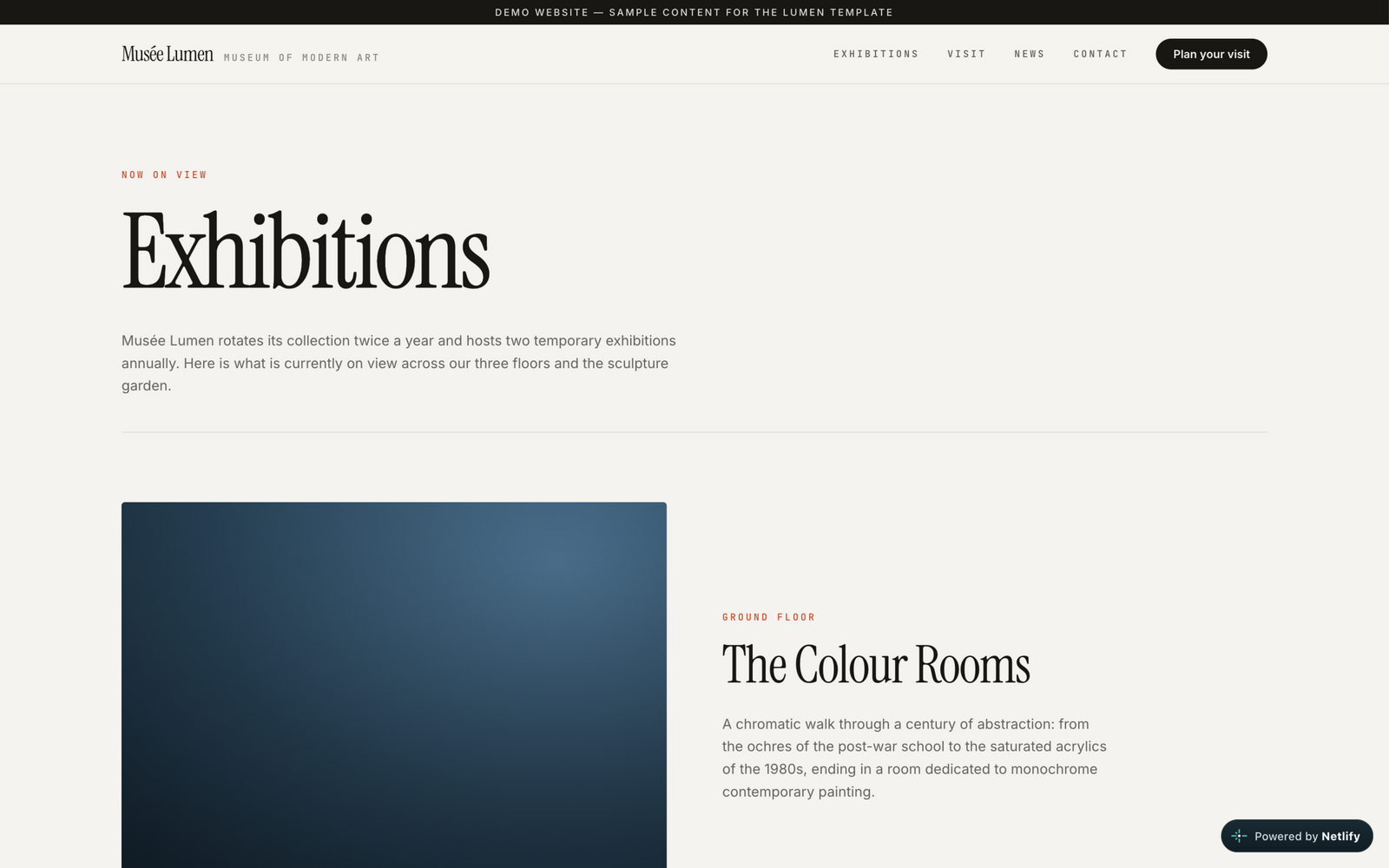 Page des expositions du Musée Lumen